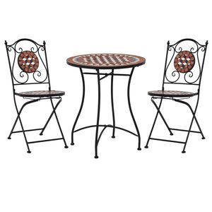 vidaXL Mosaic Bistro Set Terracotta Powder-coated iron, ceramic tile