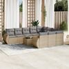 vidaXL Garden Sofa Set Beige PE Rattan, Powder-Coated Steel, Tempered Glass