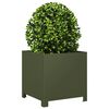 vidaXL Garden Planter Set of 2 Olive Green Steel 15.7 x 15.7 x 15.7 in