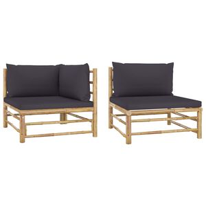 vidaXL Garden Lounge Set Dark Grey Bamboo, polyester Medium Modular