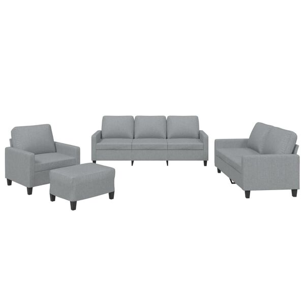 vidaXL 4 Piece Sofa Set with Cushions Light Gray Fabric