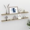 vidaXL Wall Shelf Set of 2 White and Sonoma Oak MDF 45.3x3.5x1.2 in