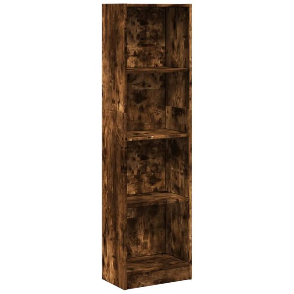 vidaXL Bookcase Smoked Oak Engineered Wood Medium Bookcase Rectangular