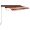 vidaXL Retractable Awning Orange and Brown Aluminum, Iron, Polyester