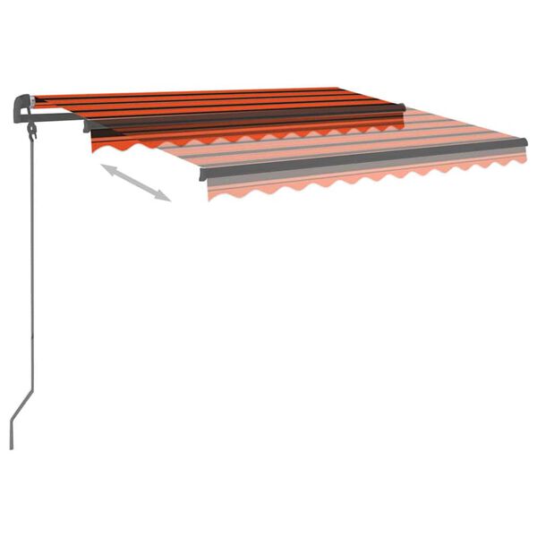 vidaXL Retractable Awning Orange and Brown Aluminum, Iron, Polyester