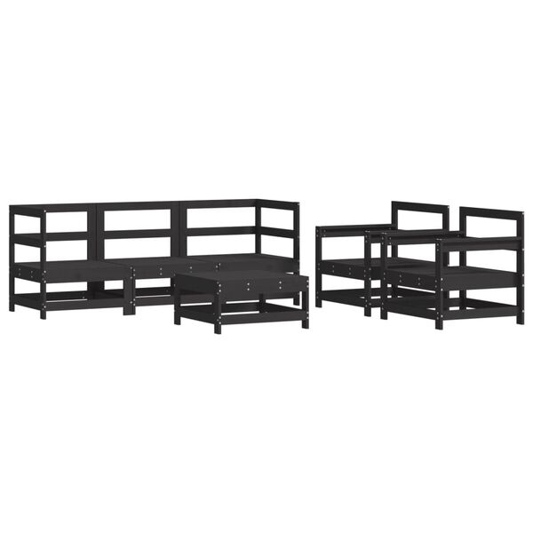 vidaXL Garden Lounge Set Black Solid pine wood Large Modular