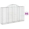 vidaXL Gabion Basket Set of 6 Silver Galvanized Iron Large