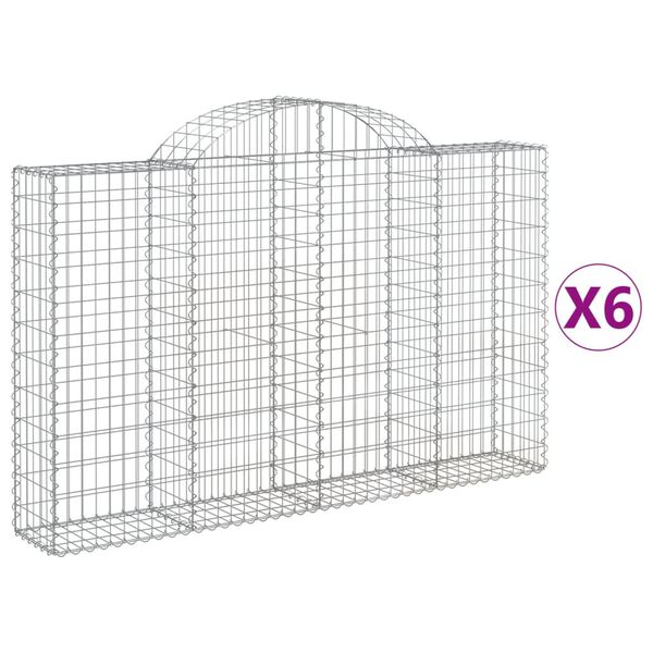 vidaXL Gabion Basket Set of 6 Silver Galvanized Iron Large