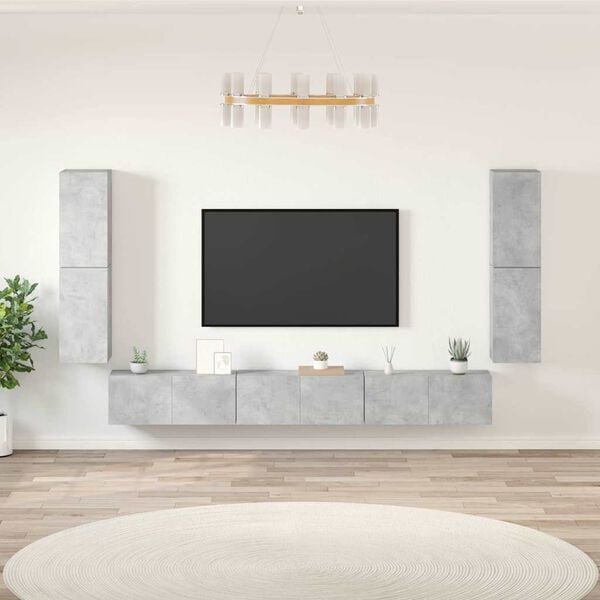 vidaXL 7 Piece TV Stand Set Concrete Gray Engineered Wood