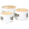 vidaXL Outdoor Bar Table Set of 3 White and natural wood Solid Mango Wood