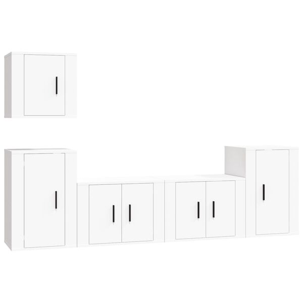 vidaXL TV Cabinet Set 5 Piece White Engineered Wood Standard