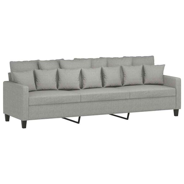 vidaXL 3-Seater Sofa with Footstool Light Gray 82.7" Fabric