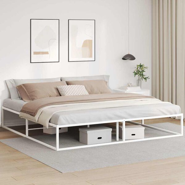 vidaXL Bed Frame Metal Bed Frame Rectangular White Bed Frame