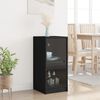 vidaXL Side Cabinet with Glass Doors Black 13.8"x14.6"x29.7"