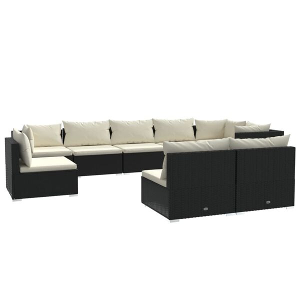 vidaXL Garden Lounge Set Black, Cream