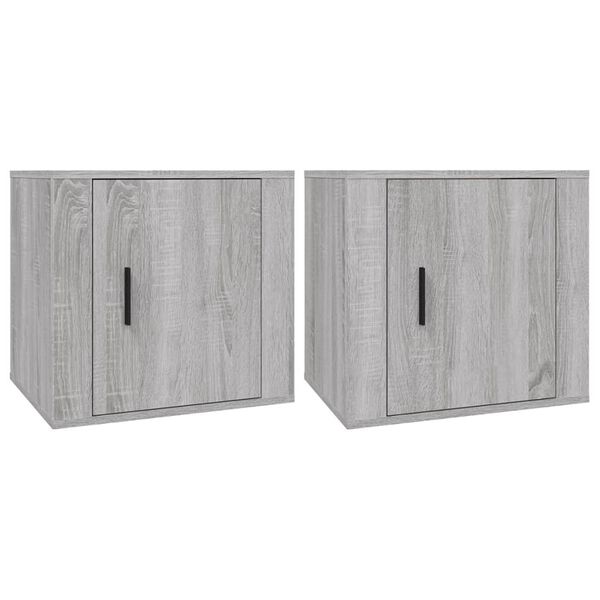 vidaXL Bedside Cabinet Set of 2 Grey Sonoma Engineered wood Standard
