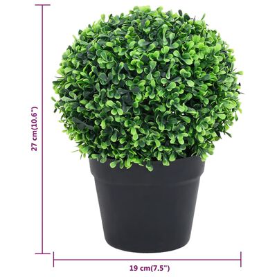vidaXL Artificial Boxwood Plants 2 pcs with Pots Ball Shaped Green 10.6"