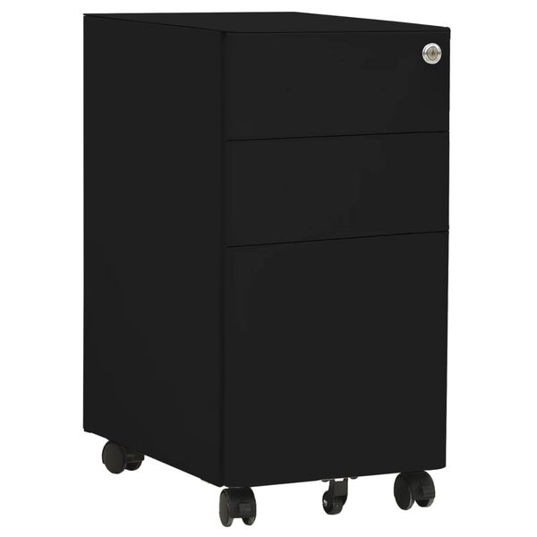 vidaXL File Cabinet Black Steel File Cabinet Rectangular Modern