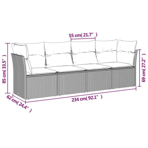 vidaXL Garden Sofa Set Black, Cream White