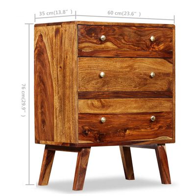 vidaXL Side Cabinet Solid Sheesham Wood 23.6"x13.8"x29.9"