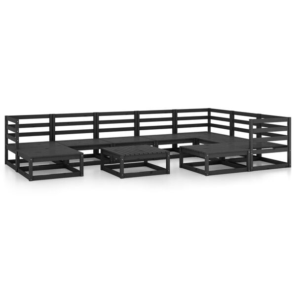 vidaXL Garden Lounge Set Black Solid pinewood Large Modular