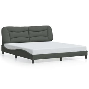 vidaXL Bed Frame without Mattress "Hvar" Dark Gray 72"x83.9"Fabric