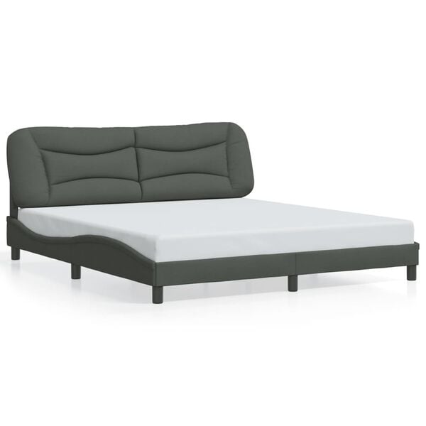 vidaXL Bed Frame without Mattress "Hvar" Dark Gray 72"x83.9"Fabric