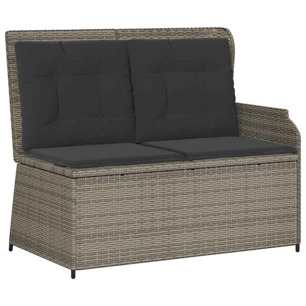 vidaXL Garden Lounge Set Grey PE rattan Standard Adjustable Armrests