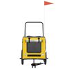 vidaXL Pet Bike Trailer Yellow and Grey Oxford fabric, iron, PVC Medium