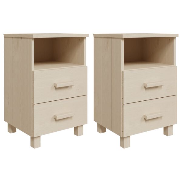 vidaXL Bedside Cabinet Set of 2 Honey brown Solid pinewood, MDF