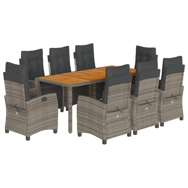 vidaXL Garden Dining Set Grey