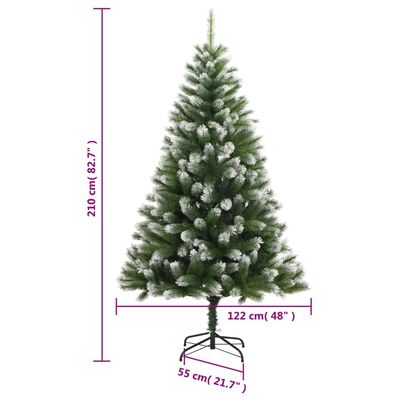 vidaXL Artificial Hinged Christmas Tree 300 LEDs & Flocked Snow 82.7"
