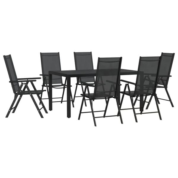 vidaXL Garden Dining Set Black Powder-coated aluminum, WPC, Textilene