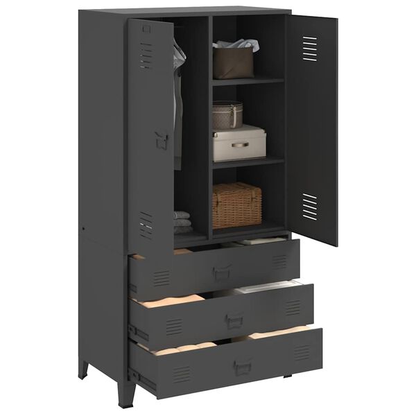 vidaXL Wardrobe Anthracite Metal 35.4x19.7x70.9 in Wardrobe