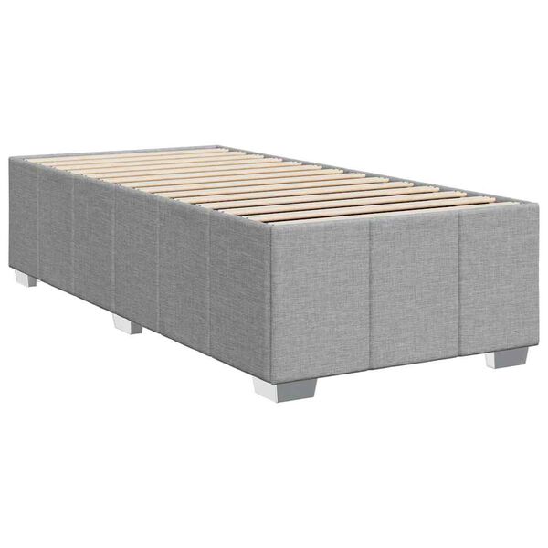 vidaXL Bed Frame Light Grey 100% Polyester, Plywood, Engineered Wood