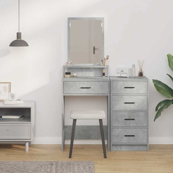 vidaXL Dressing Table Concrete Grey 19.69 x 16.14 x 55.12 in