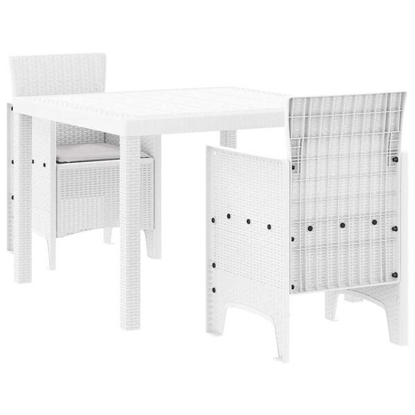 vidaXL Garden Dining Set 3 pcs White Polt rattan