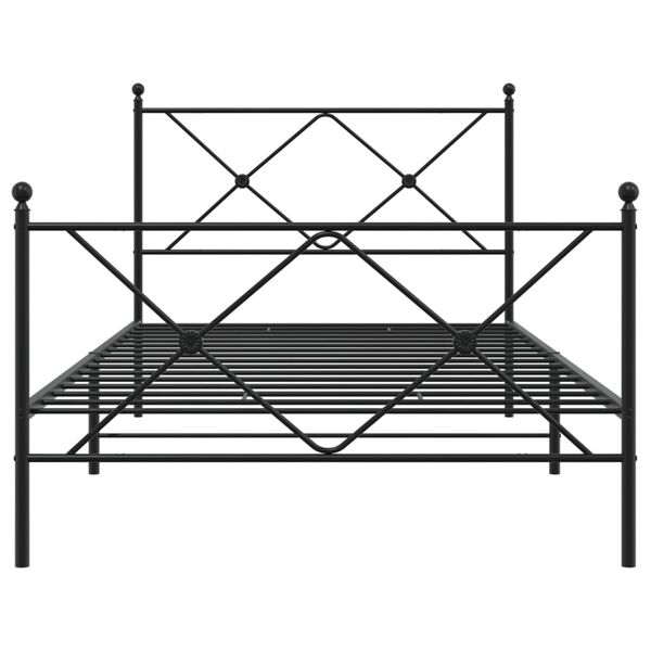 vidaXL Bed Frame Black Steel Single Bed Frame Rectangular