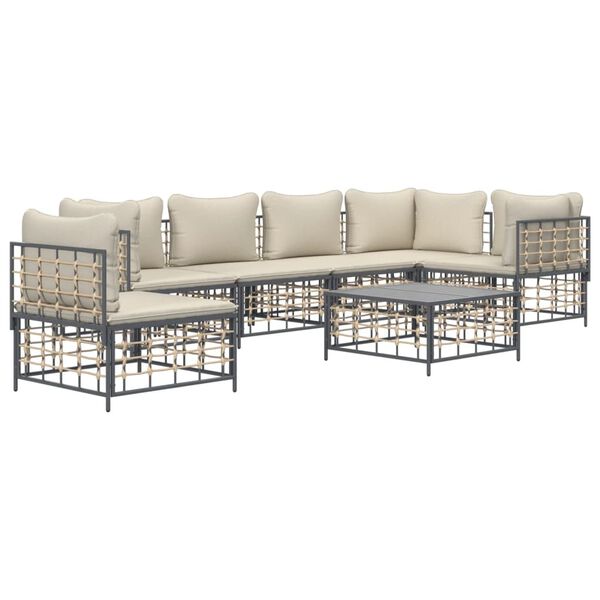 vidaXL Garden Lounge Set Anthracite Poly Rattan Large Modular