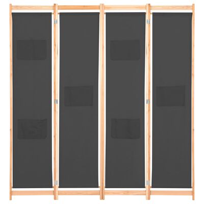 vidaXL 4-Panel Room Divider Gray 62.9"x66.9"x1.6" Fabric