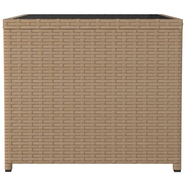 vidaXL Tea Table Beige PE rattan, powder-coated steel, tempered glass