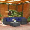 vidaXL Garden Lounge Set Grey PE Rattan, Powder-Coated Steel, Plastic, Glass
