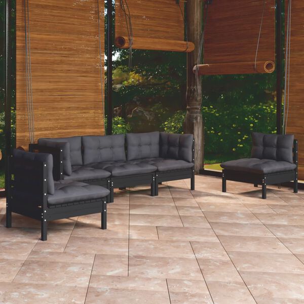 vidaXL Garden Lounge Set Black, Anthracite