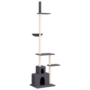 vidaXL Cat Tree Dark grey Engineered wood, plush, sisal Extra Tall