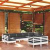 vidaXL Garden Lounge Set White Solid pinewood 9 Piece Modular