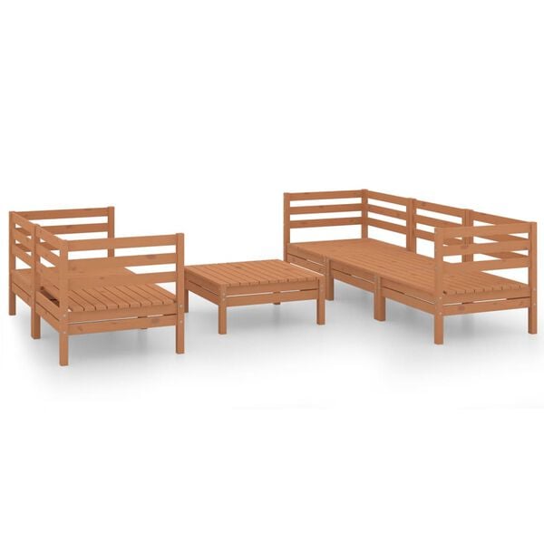 vidaXL Garden Lounge Set Honey Brown Solid Pinewood 6 Piece Set Modular