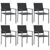 vidaXL Garden Chair Set of 6 Black PE rattan, powder-coated steel Medium