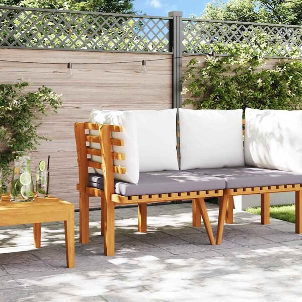 vidaXL Garden Corner Sofa Natural, dark gray, white Solid acacia wood