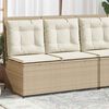 vidaXL Reclining Patio Bench Beige, Cream Poly Rattan, Powder-Coated Steel