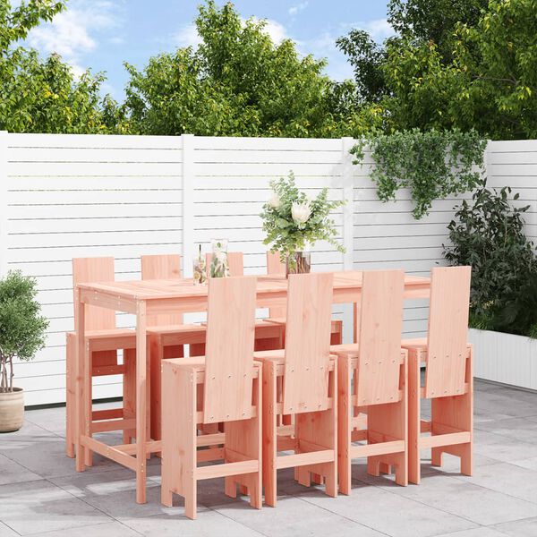 vidaXL Garden Bar Set Natural Wood Solid Douglas Wood Table for 8